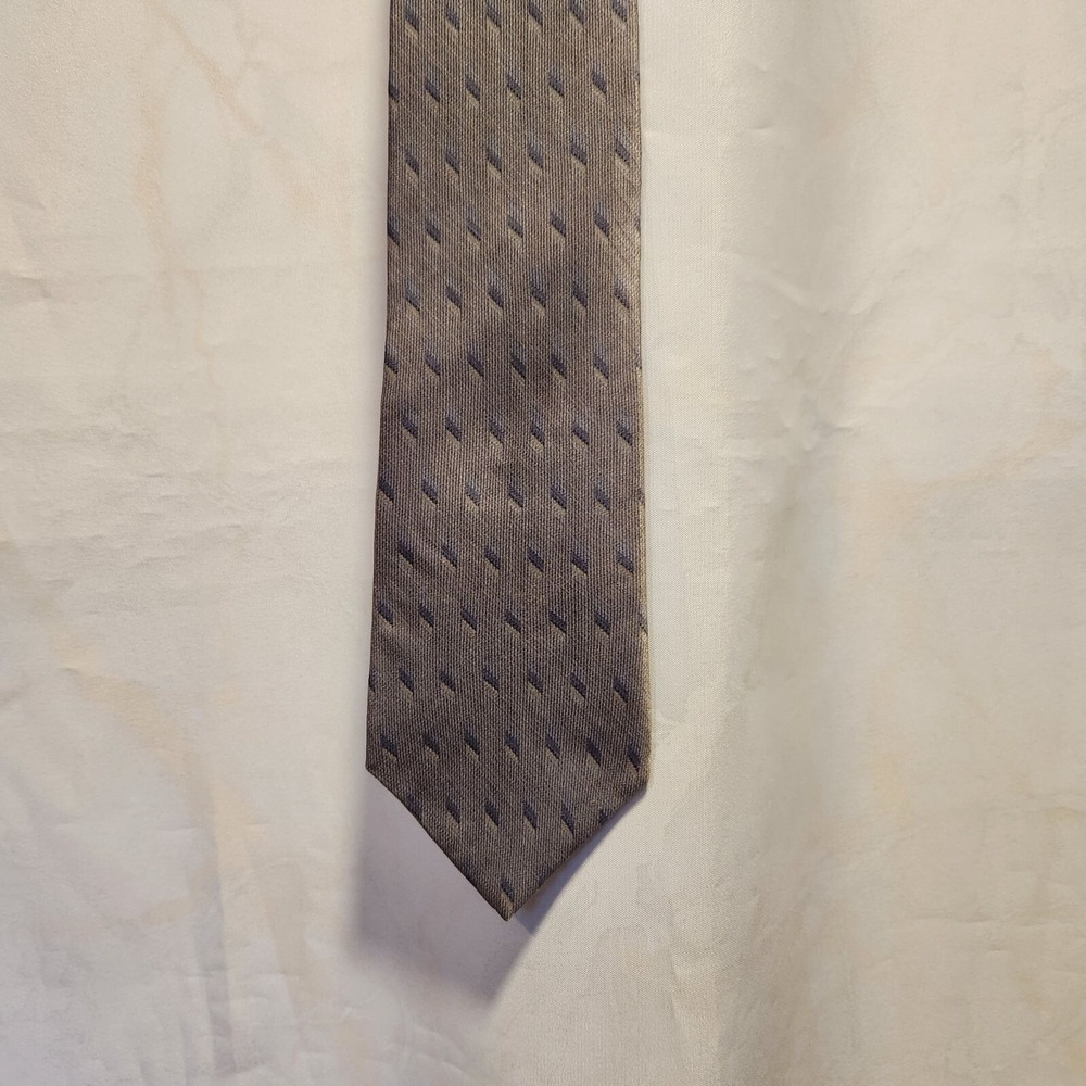 DKNY Men's Necktie 100% Silk Necktie Gray/Silver Geometric Career Business Dress